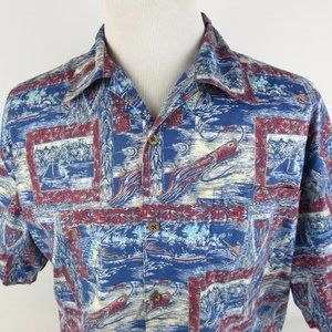 Bluewater Wear XL Hawaiian Camp Shirt Wild Fish